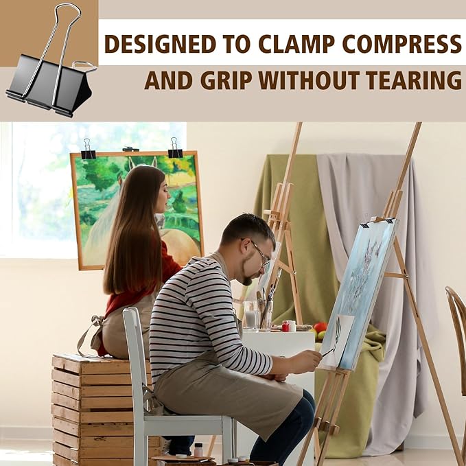 Jetec 50 Pcs 3 Inch Jumbo Binder Clips Extra Large Binder Clips Bulk Black Big Heavy Duty Metal Giant Large Paper Clamps for Office and Home Supplies Organization Kitchen Food Bags Drawing