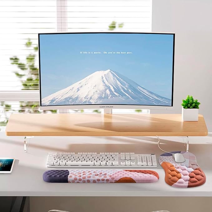 Mouse Pad Wrist Support, Laokiiy 2 in1 Keyboard Wrist Rest+ Ergonomic Mouse Pad, Non-Slip Wrist Rest for Computer Keyboard, Made Easy Typing & Relieve Wrist Pain Boho