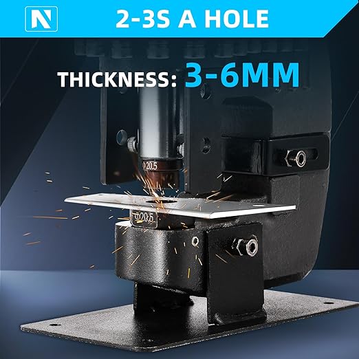 NEWTRY 1800W Cordless Hydraulic Hole Puncher + 2 Battery 3.0Ah Electric Hydraulic Hole Puncher 110V Angle Steel Punching Machine Φ1/4"-4/5" Metal Hole Punch for Angle Channel Steel Iron Aluminum,etc