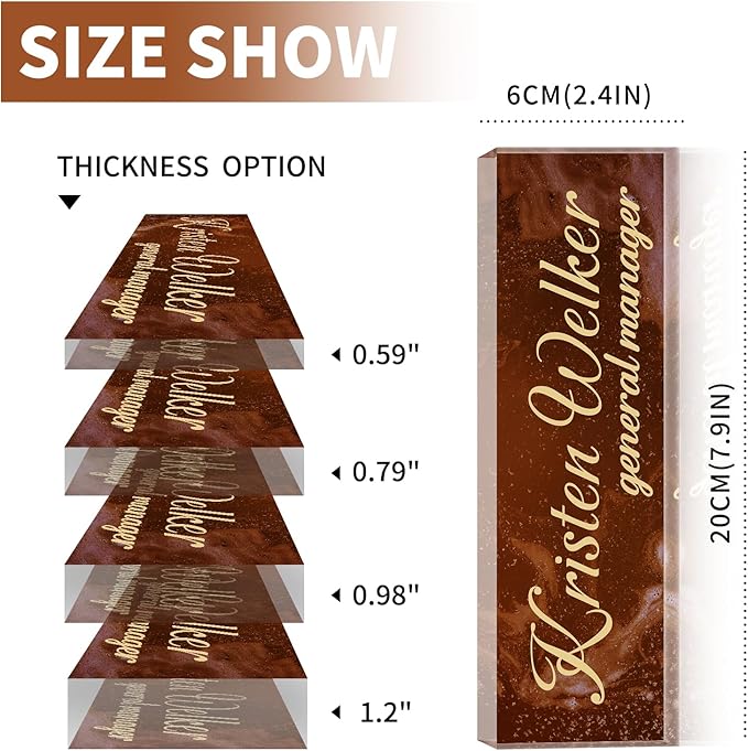 Name Plate for Desk, Desk Name Plate Personalized, Office Decor for Women Men, Acrylic Desktop Accessories, Office Appreciation Gifts for Boss Social Workers Nurse Teacher Employee (Deep Red)