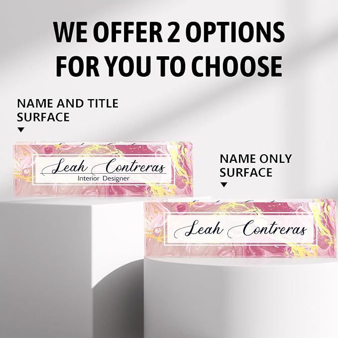 Personalized Name Plate for Desk Custom Acrylic Desk Name Plate Custom Employee Appreciation Gifts Office Gifts for Women, Men, Boss, Coworkers, Teacher, Nurse (Pink Flow Gold)