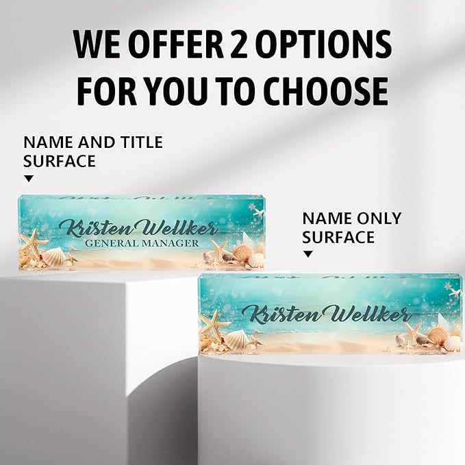 Personalized Name Plate for Desk Custom Acrylic Desk Name Plate Custom Employee Appreciation Gifts Office Gifts for Women, Men, Boss, Coworkers, Teacher, Nurse (Blue Underwater World)
