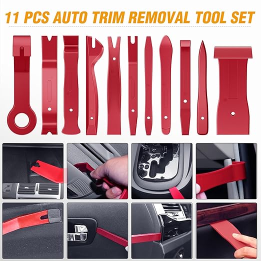 GOOACC 330Pcs Trim Removal Tool, Auto Push Pin Bumper Retainer Clip Set Fastener Terminal Remover Tool Adhesive Cable Clips Pry Kit Car Panel Radio Removal Auto Clip Pliers, Red