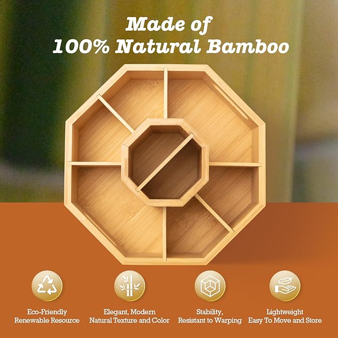 360° Rotating Art Supply Organizer, Holds 750+ Pencils, Bamboo Marker & Pen Holder with Handles, Desk Storage Caddy for Paint Brushes, Crayons, Ideal for Office, Home, Classroom