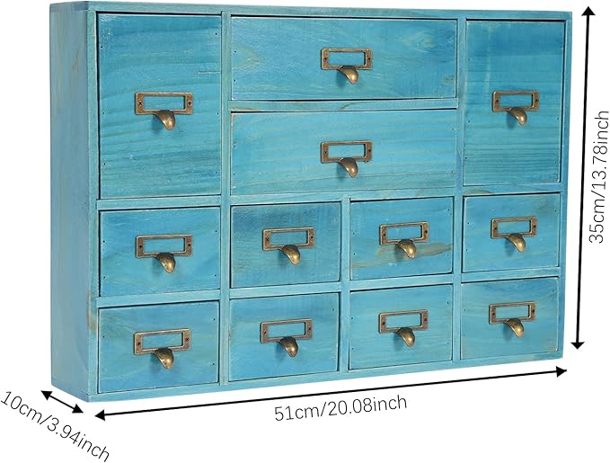 Vintage 12-Drawer Storage Cabinet – Multipurpose Desktop Organizer for Office, Craft & Home