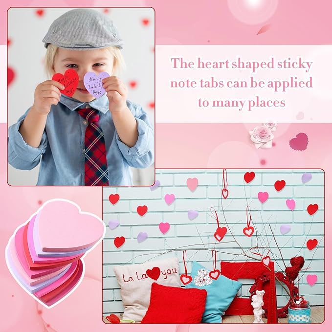 Thenshop 120 Pack 6000 Sheets Heart Sticky Notes Valentine's Day Sticky Notes 3 x 3 Inch Cute Heart Notepads for Girls Women Valentine's Day Office School Business