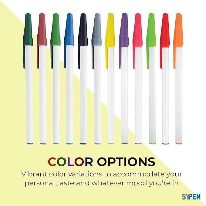 Personalized Stick Pens With your Custom Logo or Text-500 Pack Bulk-for Businesses, Parties, and Events, Custom Printed Slim Ballpoint Pens with Cap, Assorted Colors, Black Ink