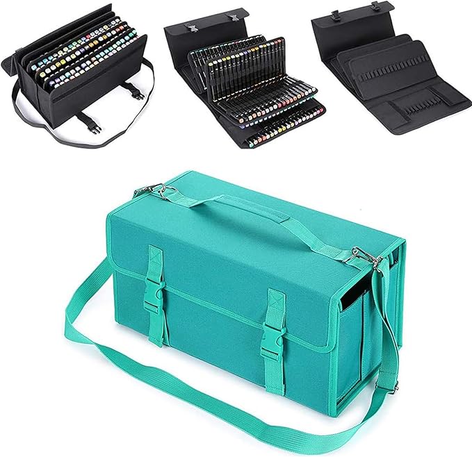 Marker Case, 171 Slots Green Alcohol Marker Case Markers Carrying Bag Holder for Art Sketch Marker, Permanent Paint Marker, Dry Erase Marker, Repair Marker Pen, Color Highlighte Art Supplies