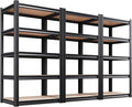 AOAORRG Set of 3 Garage Shelving Heavy Duty Storage Shelves, 5-Tier Metal Adjustable Shelving Unit, Utility Garage Organizer Shelf Rack for Basement, Pantry, Warehouse, 31.5"W x 13.8"D x 71.2"H, Black