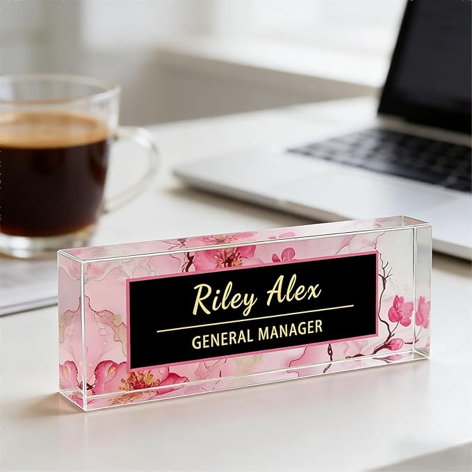 Desk Name Plate Personalized, Office Decor Cute Desk Accessories for Employee Appreciation Gifts Office Gifts for Boss, Teacher (S2)