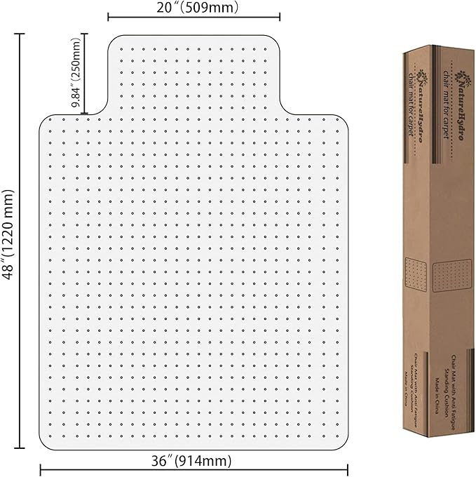 Naturehydro Chair Mat for Carpet - 48" x 36" Clear Plastic Floor Mat for Low Pile Carpet, Easy Glide Rolling Computer Desk Mats for Carpeted Floors, BPA and Phthalates Free (with Lip)