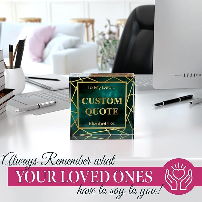 Personalized Gifts, Custom Quote Block Letter Board,Crystal-Clear Acrylic with Gift Box,17 Styles, Holiday and Christmas Gift for Mom, Dad, Girlfriend, Him or Her, Husband, Wife (4"x4, Affluent)