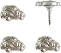 Beetle Bug Car Push Pins - Silver Bug Car Pins - for Cork Board, Maps, or Lapel Pin Use - Designed in USA - Set of 4