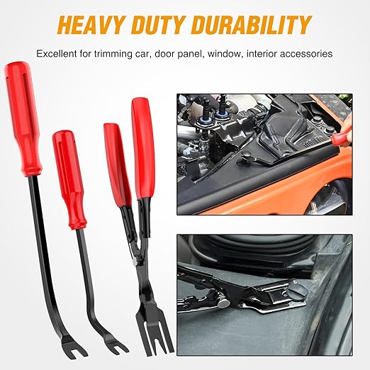 GOOACC 330Pcs Trim Removal Tool, Auto Push Pin Bumper Retainer Clip Set Fastener Terminal Remover Tool Adhesive Cable Clips Pry Kit Car Panel Radio Removal Auto Clip Pliers, Red