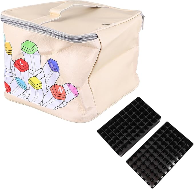 CHICIRIS Marker Case 120 Storage Holders Durable Large Opening for Travel, Marker Pen Case PU Leather Holder for Artists and Students