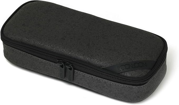 LOONLOON 663 Stone Pencil Case Dark Gray – Large Capacity Multi-Section Pen Pouch with Divider, School, College, Office, Student Stationery Organizer