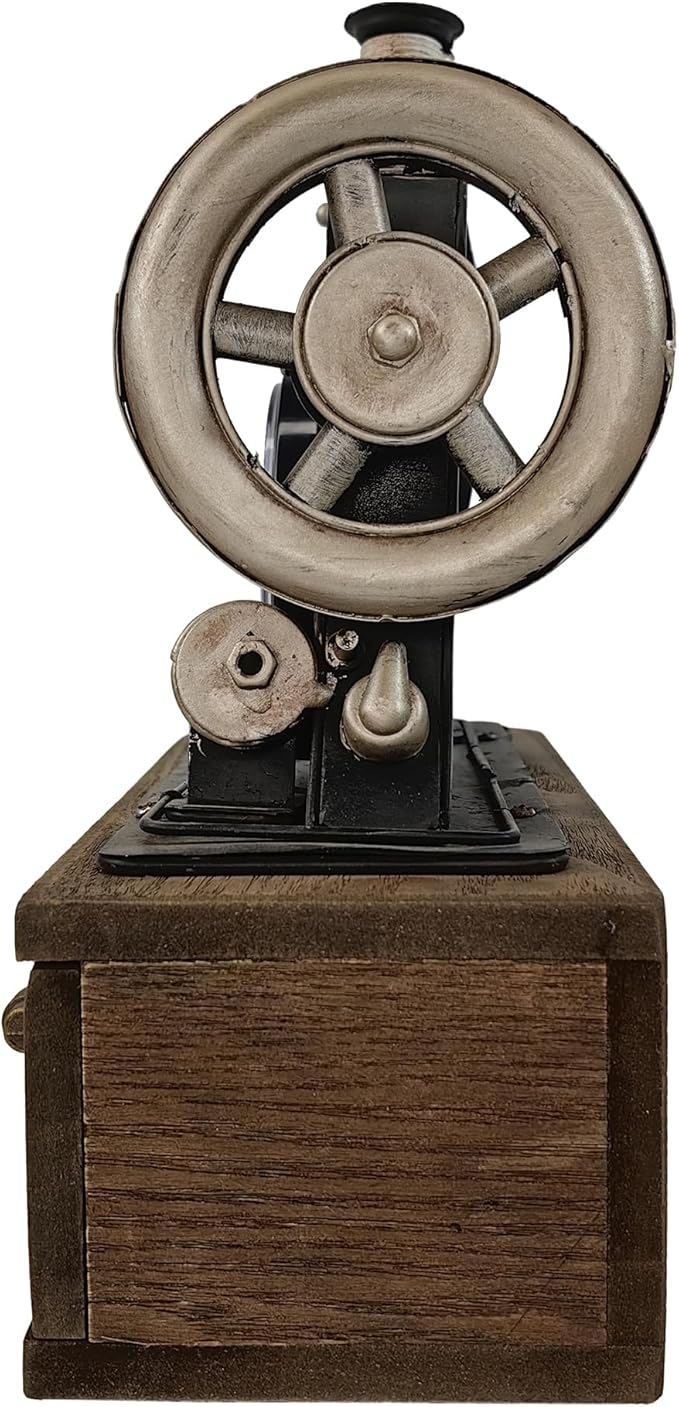 YCHTEWY-Retro Sewing Machine Style Desk Clock with Wooden Case - Manual Sewing Machine Vintage for Home Decor