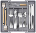 Lifewit Silverware Drawer Organizer, Expandable Utensil Tray for Kitchen, BPA Free Flatware and Cutlery Holder, Adjustable Plastic Storage for Spoons Forks Knives, 8.5"-14.1" x 12.1", Gray