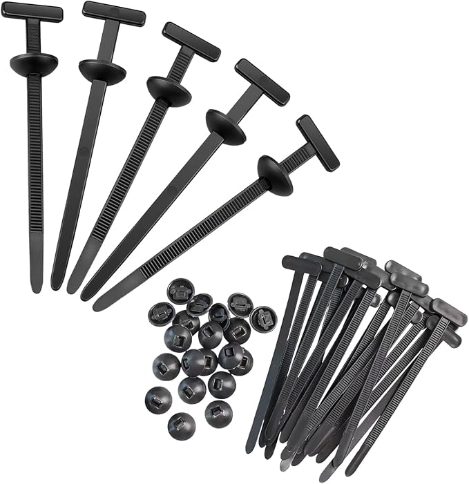 100 Pcs Nylon Universal Cable Tie Buckle, Self-Locking Zip Tie Clips with Pin & Button Design, UV Resistant Plastic Cable Tie Buckle Fasteners for Auto Car Body Repair, Home & DIY Use