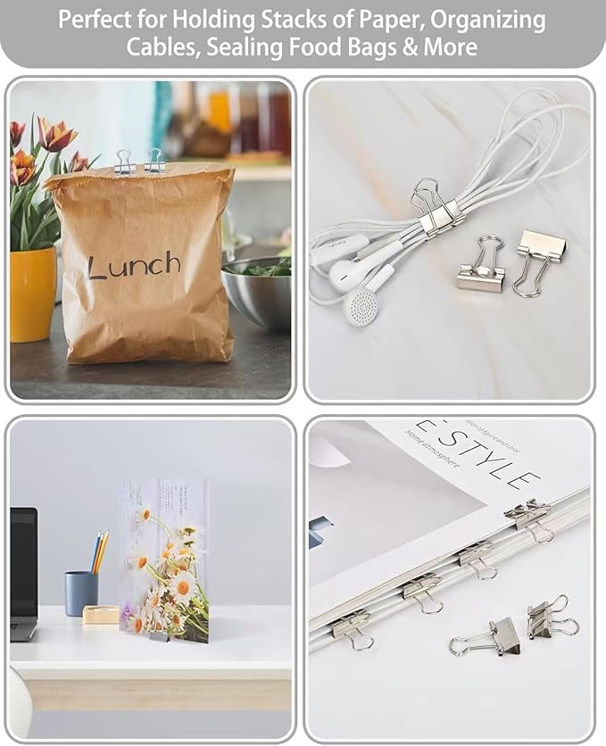 Konilaomu Small Clips Binder Clips 0.75 inch, Small Paper Clips for Office (48 Pcs) (Silver)