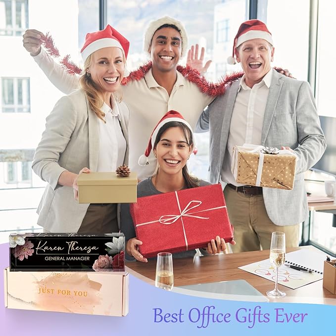 Custom Office Name Plate, Personalized Gifts for Women & Men, Appreciation Gifts for Employees, Boss, Teacher - Office Desk Accessory (Hibiscus Flower)