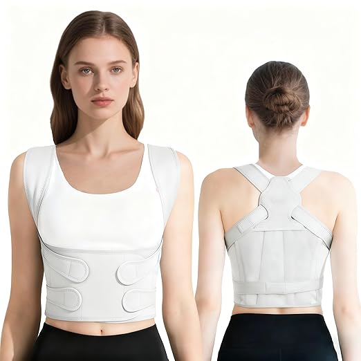 Back Brace Posture Corrector for Women and Men, Adjustable Shoulder Straightener Full Lumbar Support Belt, Upper and Lower Back Pain Relief, Scoliosis Hunchback Hump Thoracic Spine Corrector (Gray M)