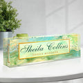 Custom Name Plate for Desk, Employee Appreciation Gifts, Acrylic Desk Name Plate Personalized, Office Decor, Funny Office Gifts for Coworkers Boss Teacher (Green Fields)