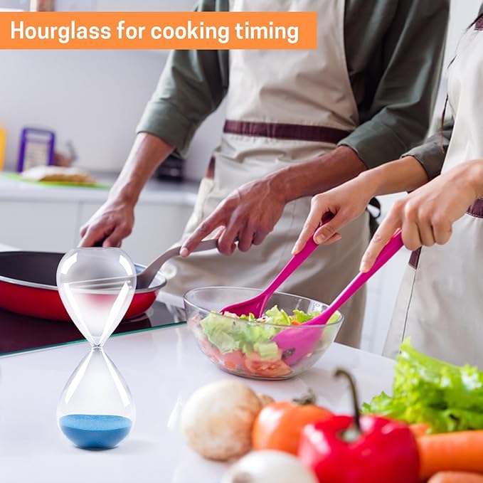 SWISSELITE Hourglass Sand Timers, Hourglass Sand Clock Inspired Glass for Home, Desk, Office Decor (6.5Inch-15Mins Princess Blue)