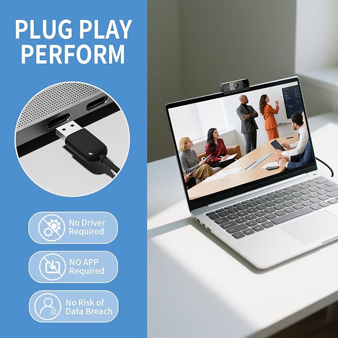 Diccik 8MP 4K Ultra HD Web Camera with Microphone, USB Computer Camera for PC, Laptop, Mac, Plug and Play Desktop Web Cam for Streaming, Zoom, Teams, 4K Webcam with Auto Light Correction & Wide Angle