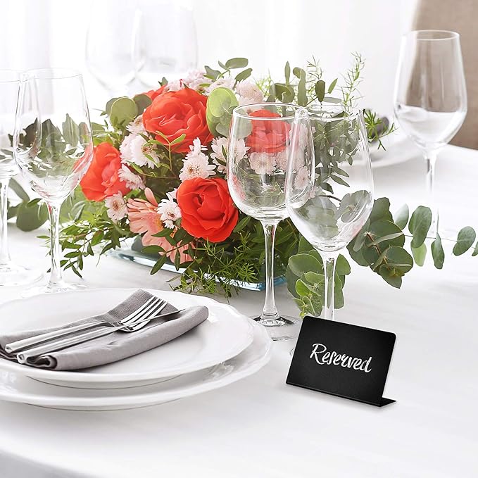 20 Pack Mini Chalkboard Signs for Food – Small 3x4 Tabletop Labels for Buffet - Wedding - Party or Catering – Reusable Plastic Black Display Stands for Chalk Board Food Tags