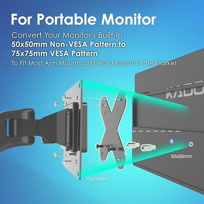 Kado Wall Mount Arm Mount Bracket Plate Adapter 50x50mm to 75x75mm Made for Sceptre Monitor E25 E27 E255B-FWD168 E255B-FWD240 E275B-FWD168 E275B-FWD240 E275B-QPD168 E278B-FWD240 Series
