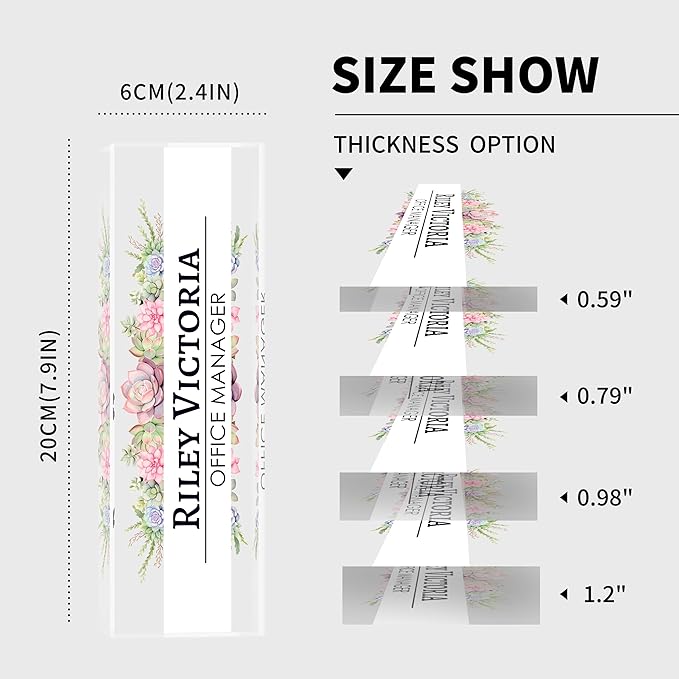 Personalized Name Plate for Desk, Custom Desk Name Plate, Acrylic Name Plate Office Desk Accessories, Personalized Office Gifts for Coworkers Teachers, Employee Appreciation Gifts (A-Victoria)