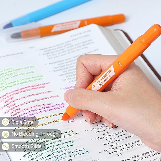 FUNFULL Bible Highlighters and Pens No Bleed, 16 Pack Assorted Colors Gel Highlighters for Bibles, Bible Markers Study Kit Journaling Office Supplies (Vibrant colors)