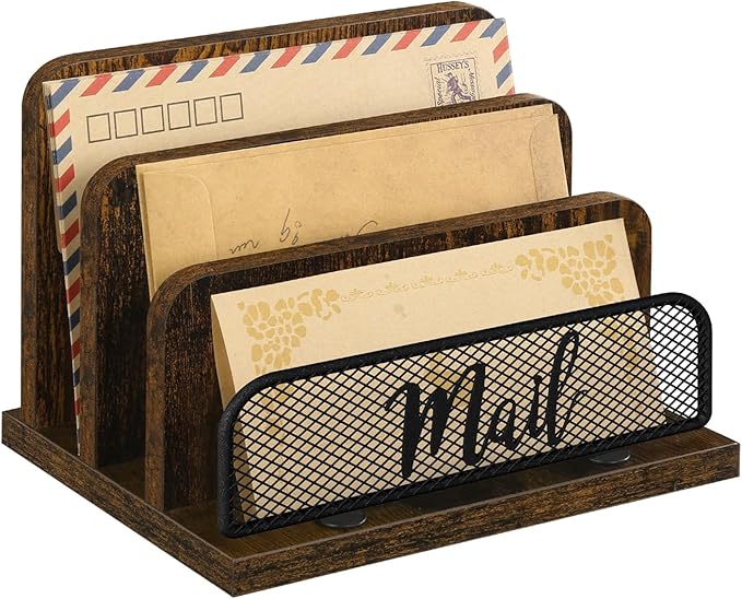 YINMIT Mail Organizer Countertop, Mail Holder with 3-Slot, Desktop Mail Sorter, Mail Organizer for Desk, Letter Sorter File Holder, Office Desk Organizers and Accessories