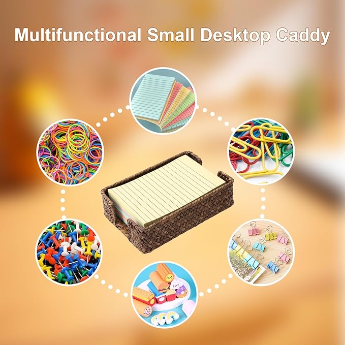 4 x 6 Inch Sticky Note Holder,Seagrass Post It Note Dispenser,Woven Sticky Note Dispenser,Farmhouse Style Post It Holder for Home Office Desk Decor,Coffee