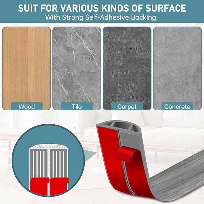 Floor Cord Cover Self Adhesive Cord Hider Floor Extension Cord Covers for Floor Power Cord Protector Cable Management Prevent Cable Trips Cable Cavity 0.51" W x 0.31" H (Light Grey Wood, 10Ft)