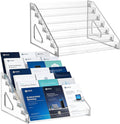 7 Tier Brochure Holder 12 x 7 inch Clear Acrylic Pamphlet Holder Display Stand Organizer Plastic Flyer Literature Magazine Booklets Menu Journals Rack for Home Office Exhibition, Pack of 2