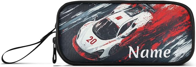 Custom Racing Car Truck Pencil Case Box Boys Girls Personalized Name Large Pencil Pouch Stationery Pen Bag Organizer for Kids Adults School Office