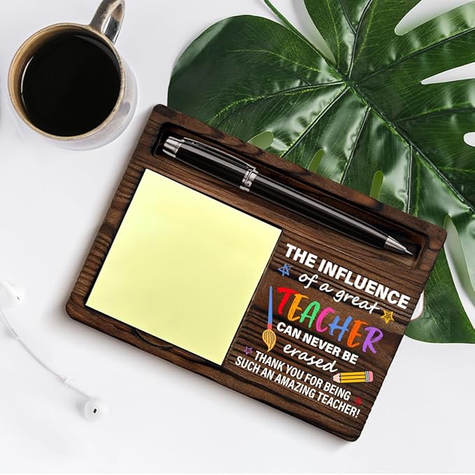 Thank You Teacher Gifts for Women Men Sticky Note Holder Teachers Appreciation Gifts The Influence of a Great Teacher Can Never Be Erased Self-Stick Note Pad Holders Home Office Decor