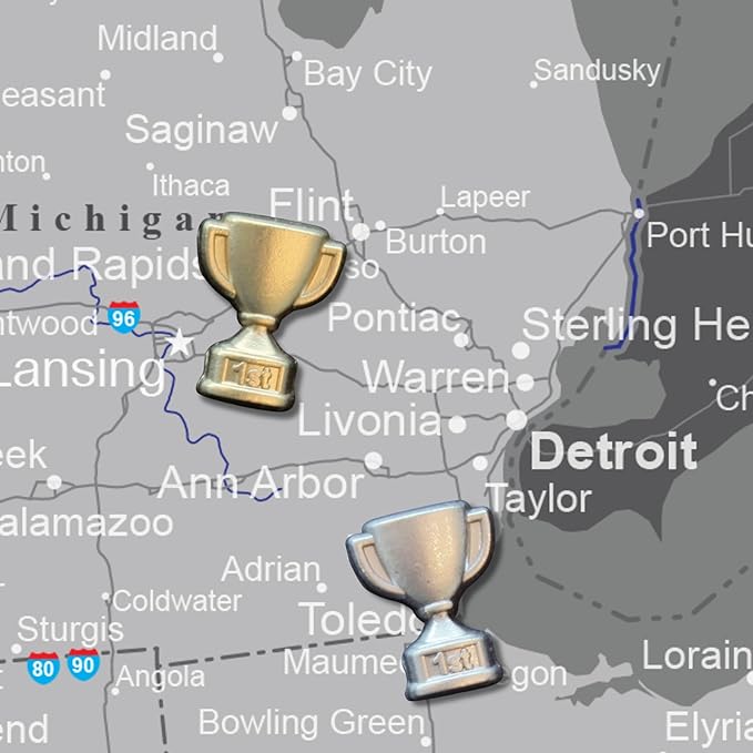 1st Place Trophy Push Pins - Gold First Place Trophy Map Pins for Cork Boards, Maps, or Lapel Use - Designed in USA - Set of 4