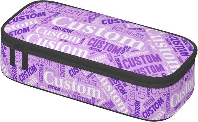 Custom Pencil Case with Name, Personalized Pen Bag Add Your Image Text, Large Storage Students Stationery Pen Box with Zipper Durable Pencil Box for Girls Boys Office School