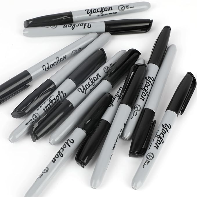 Yocfon Permanent Markers Ultra Fine Tip, Bulk Pack Of 72 Count Black Permanent Marker Set, Quick-Drying Ink, Works On Plastic, Wood, Stone, Metal And Glass