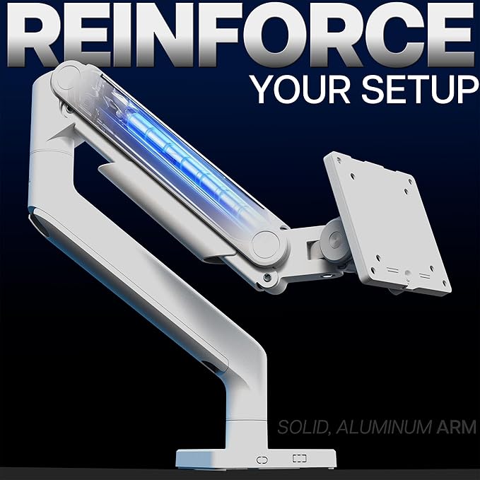 VIVO Heavy Duty Aluminum Ultrawide Monitor Tension Arm for up to 49 inch Screens, Holds 44 lbs, Premium Desk Mount Stand Designed for Samsung Odyssey G9 and More, White, STAND-V101VW