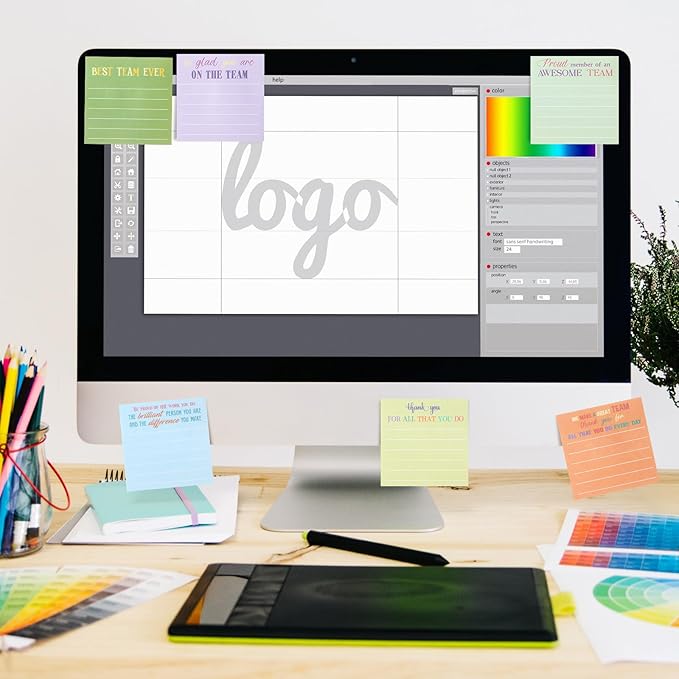 Yinder 24 Pcs Employee Appreciation Sticky Notes New Year Gift Bulk Motivation Sticky Note Pads Inspirational Gift for Teacher Nurse Staff Coworker Office Supply 3 x 3'' (Appreciation,Bright)