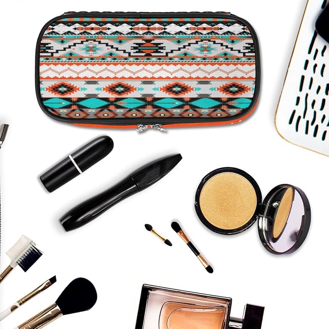 Pardick Aztec Big Capacity Pencil Pen Case Aztec Print Large Pencil Pouch with Zipper Compartments Pencil Bag for Boys Girls Adults Student Office School Supplies