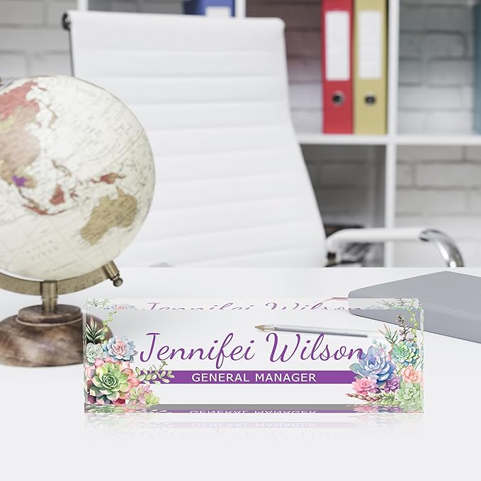 Name Plate for Desk-Personalized Name Plates for Desk-Name Plate Personalized for Office-Gifts for Teacher Boss Employee Appreciation Office Desk Decor (purple A), MYDZBJMT1009