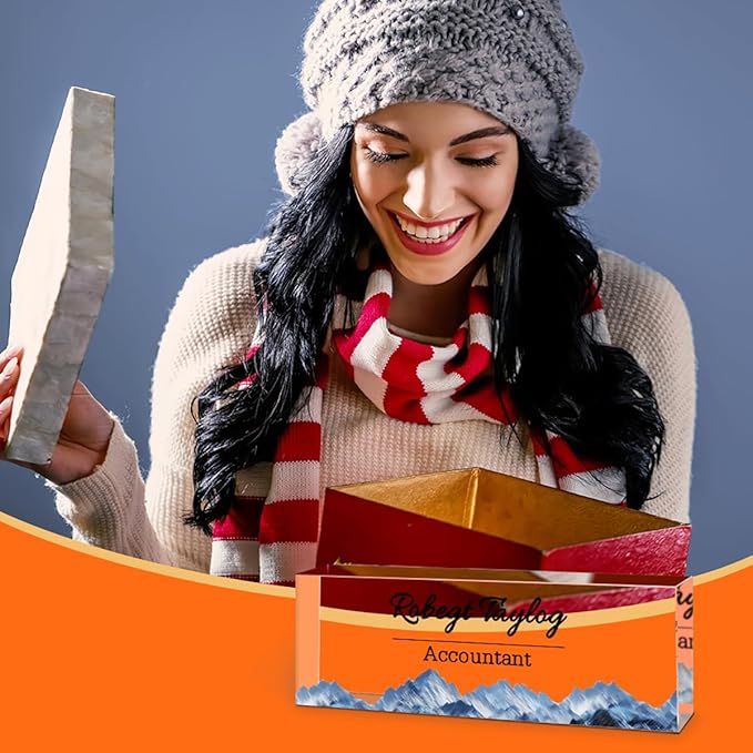 Personalized Office Desk Name Plate on Acrylic Glass - Custom Nameplate Decor, Accessories - Gift for Boss, Coworkers (Watercolor Flowers)