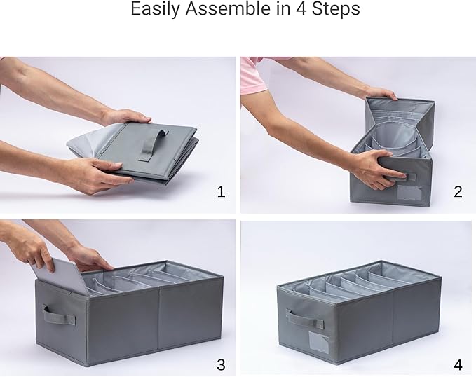 2 Pack Large Wardrobe Closet Organizer - Drawer Organizer Clothes, Efficient Jeans Organizer for Closet, Versatile Closet Organizers and Storage (Dark Grey, 17.7" L x 9.8" W x 7.1" H)