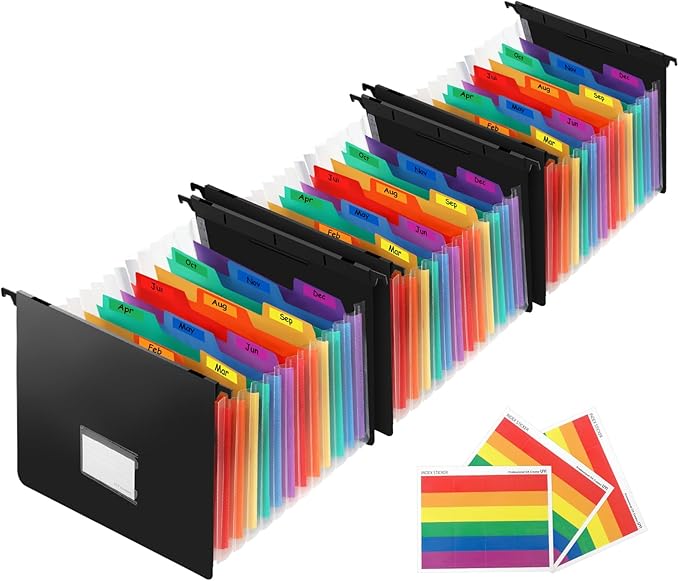 3 Pack Accordion File Organizer,13 Pockets Expanding File Folder,Important Large-Capacity Document Organizer with Blank Labels,Water Proof,Suitable for Enterprise, Office, Home Document Storage