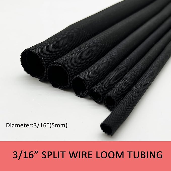 Split Mesh Cord Sleeve Loom Tubing Cable Cover Braided Cable Management Auto Protective Wire Harness Wrap Self Wrapping Woven 3/16"-24ft